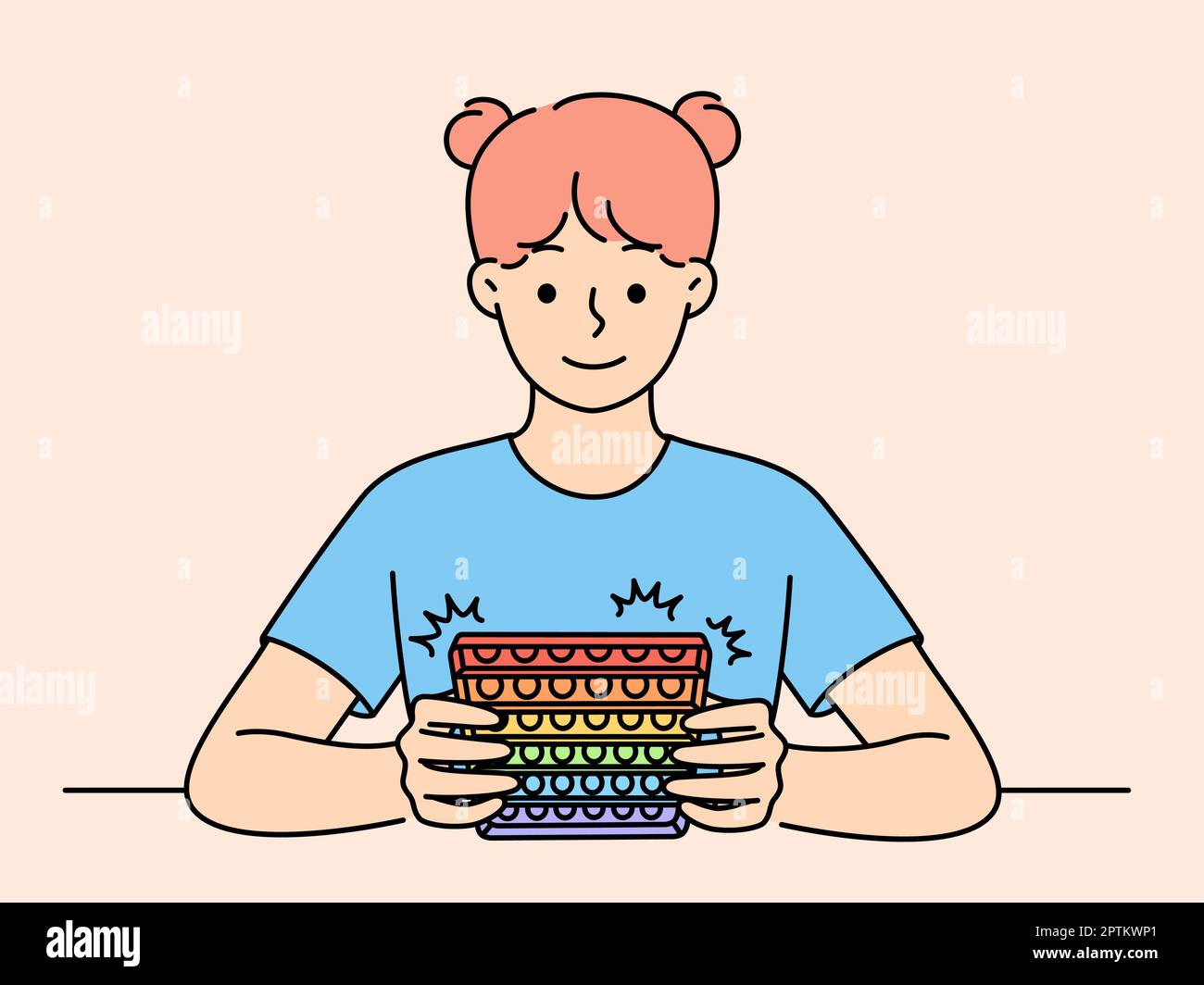 Smiling girl playing pop it game Stock Vector Image & Art Alamy