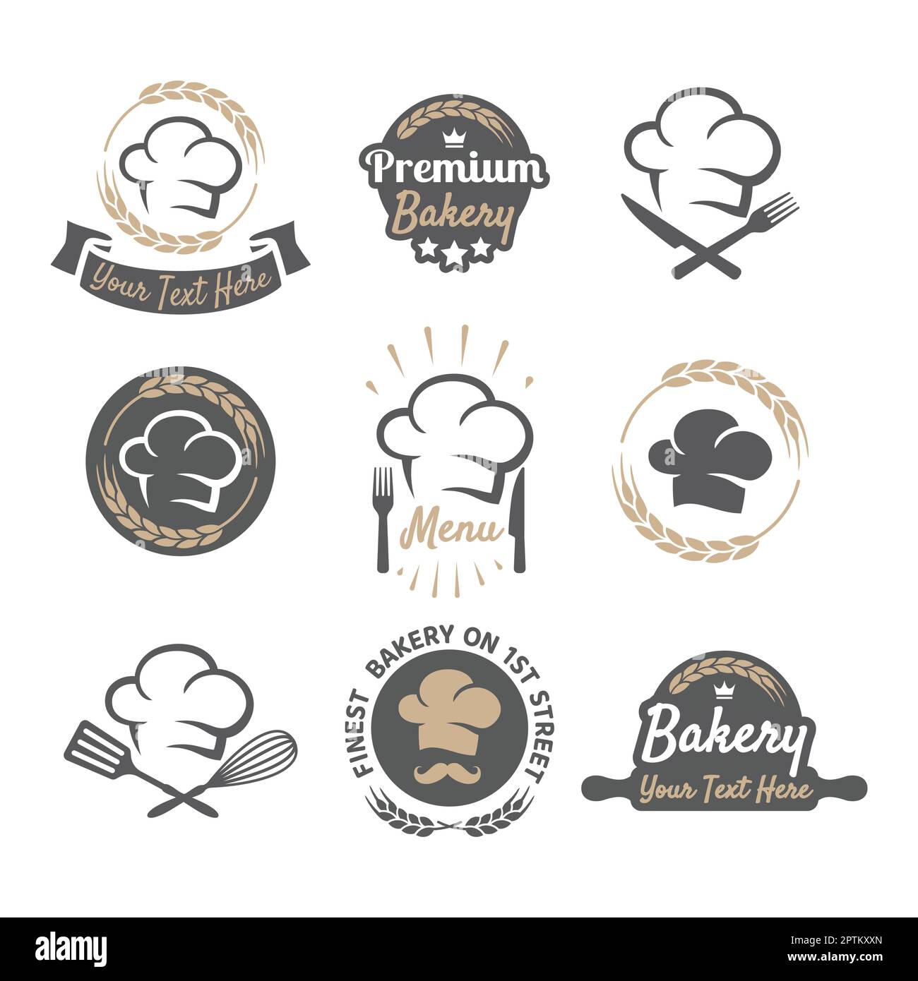 Bakery logo with rolling pin for restaurant Stock Vector Image & Art