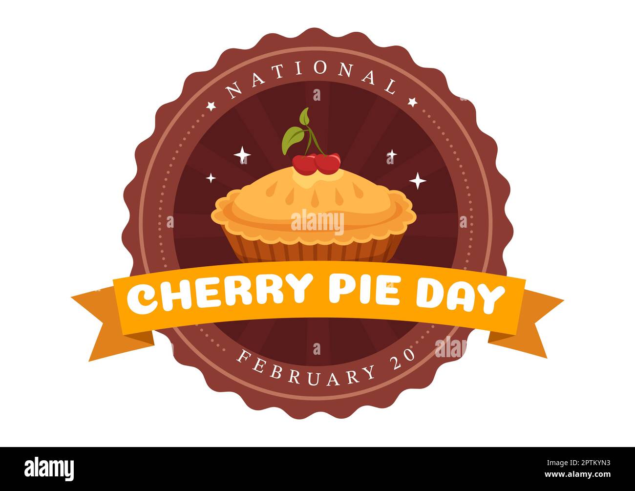 National Cherry Pie Day on February 20 with Food of Pastry Shells and Cherries Fillings in Flat