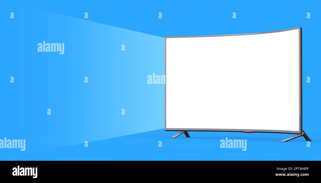 Modern Curved Led or LCD TV Screen Mockup with Blank Space for Your