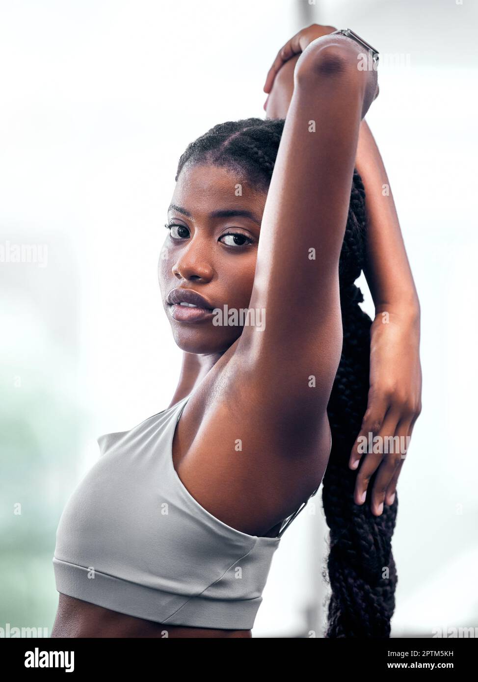 Premium Photo  African american athlete woman workout out arms on
