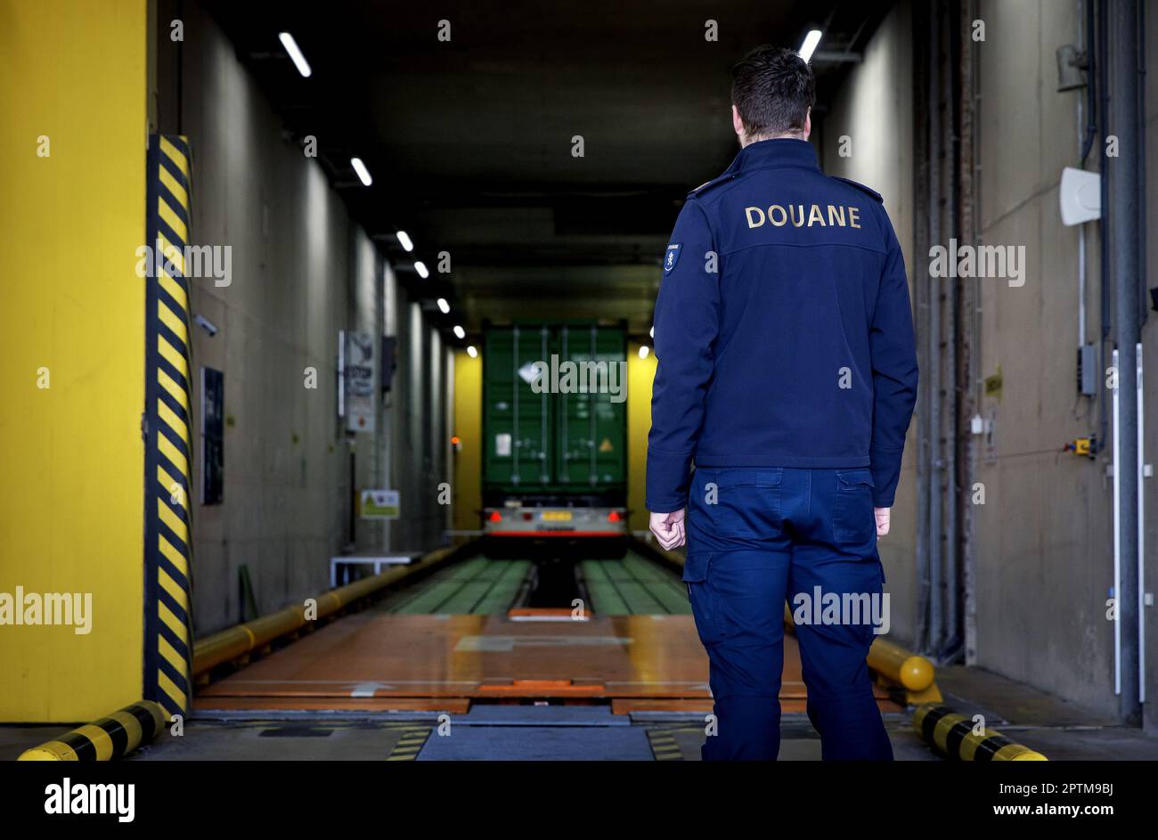 ROTTERDAM A customs officer of the Port of Rotterdam Customs in a