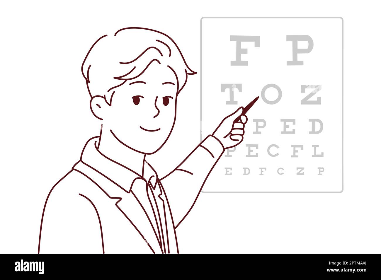 Male eye doctor do checkup for patient Stock Vector