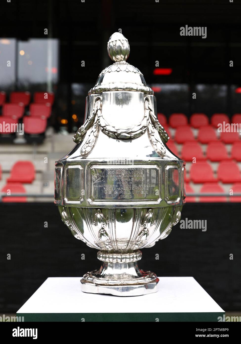 AMSTERDAM - 28/04/2023, EINDHOVEN - 28/04/2023, The KNVB Cup during the  press conference ahead of the KNVB Cup final against Ajax at PSV campus de  Herdgang on April 28, 2023 in Eindhoven,