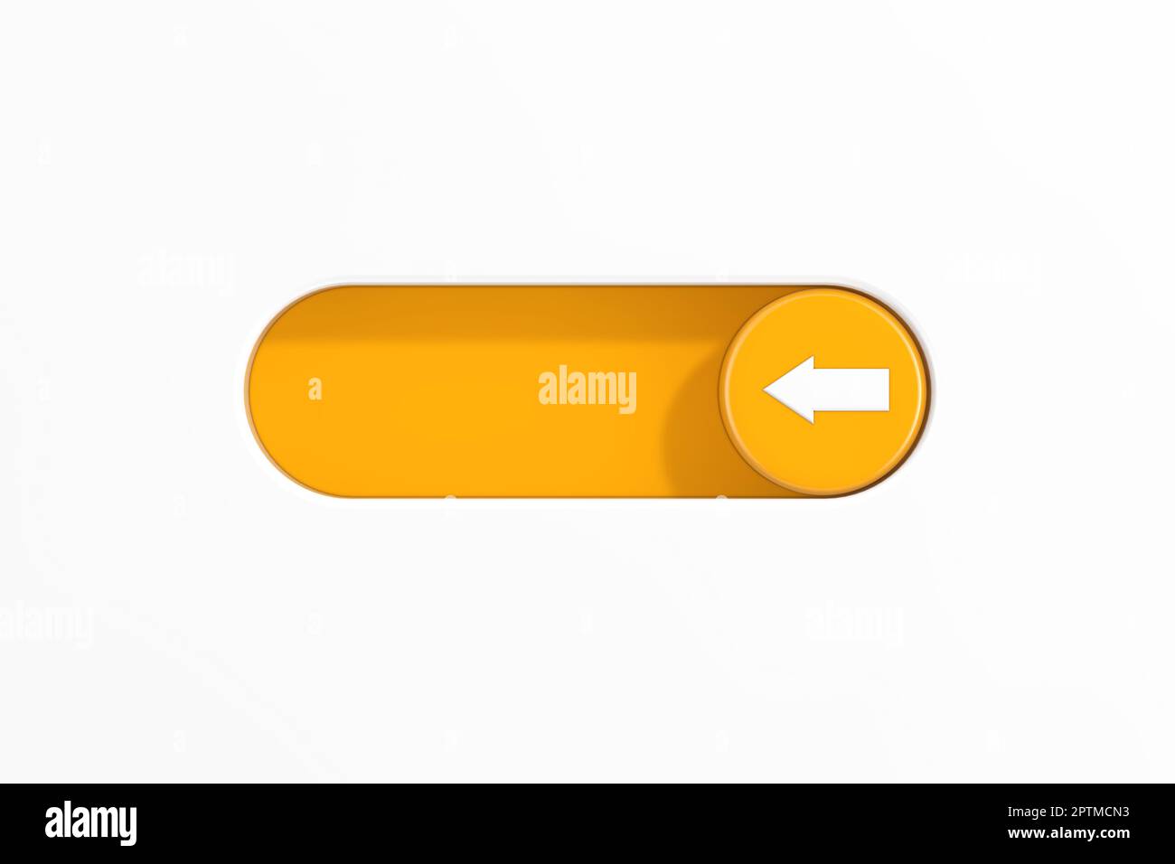 Yellow Toggle Switch Slider with Arrow Left Direction Icon on a white ...