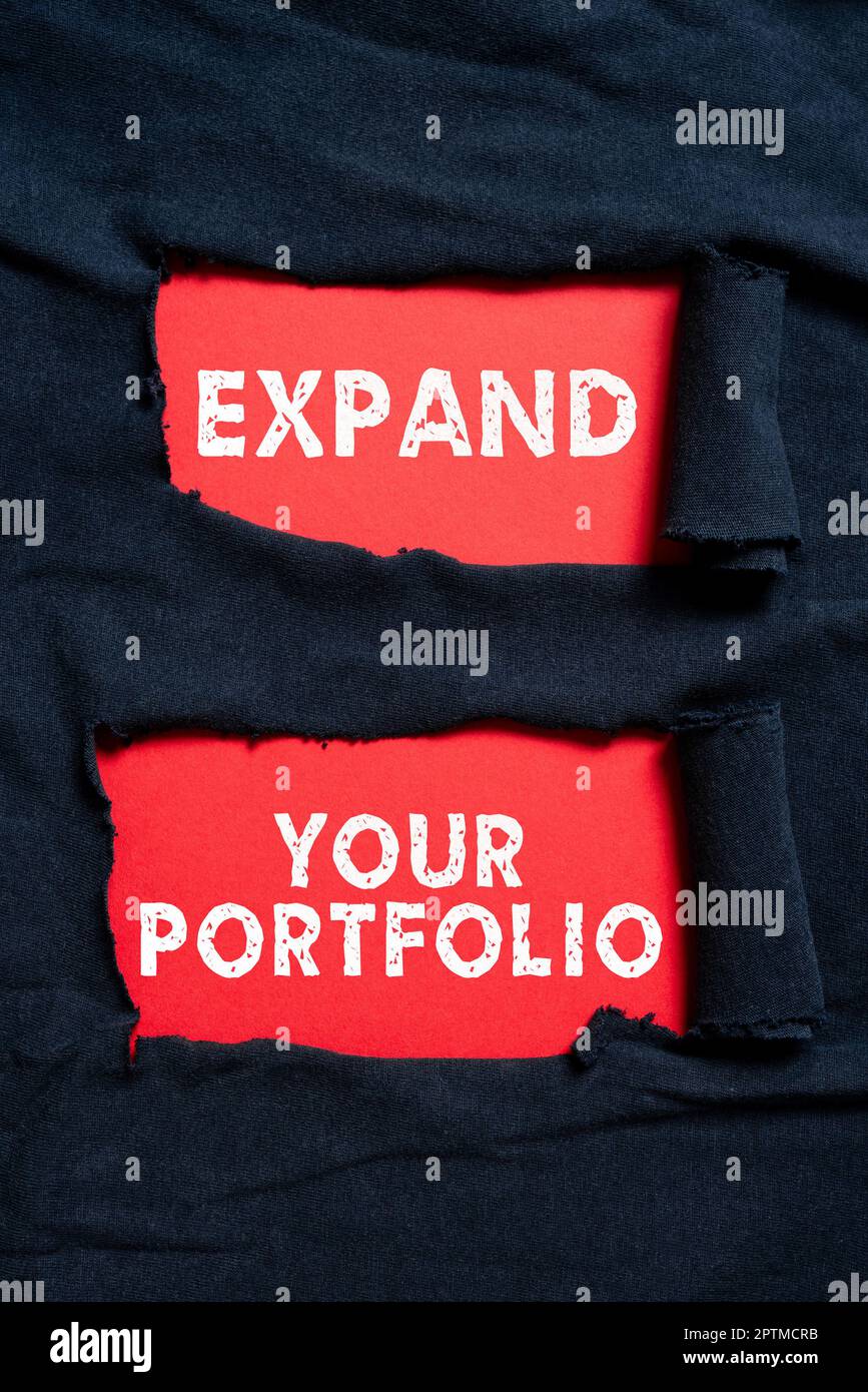 Text caption presenting Expand Your Portfolio, Business idea Define the
