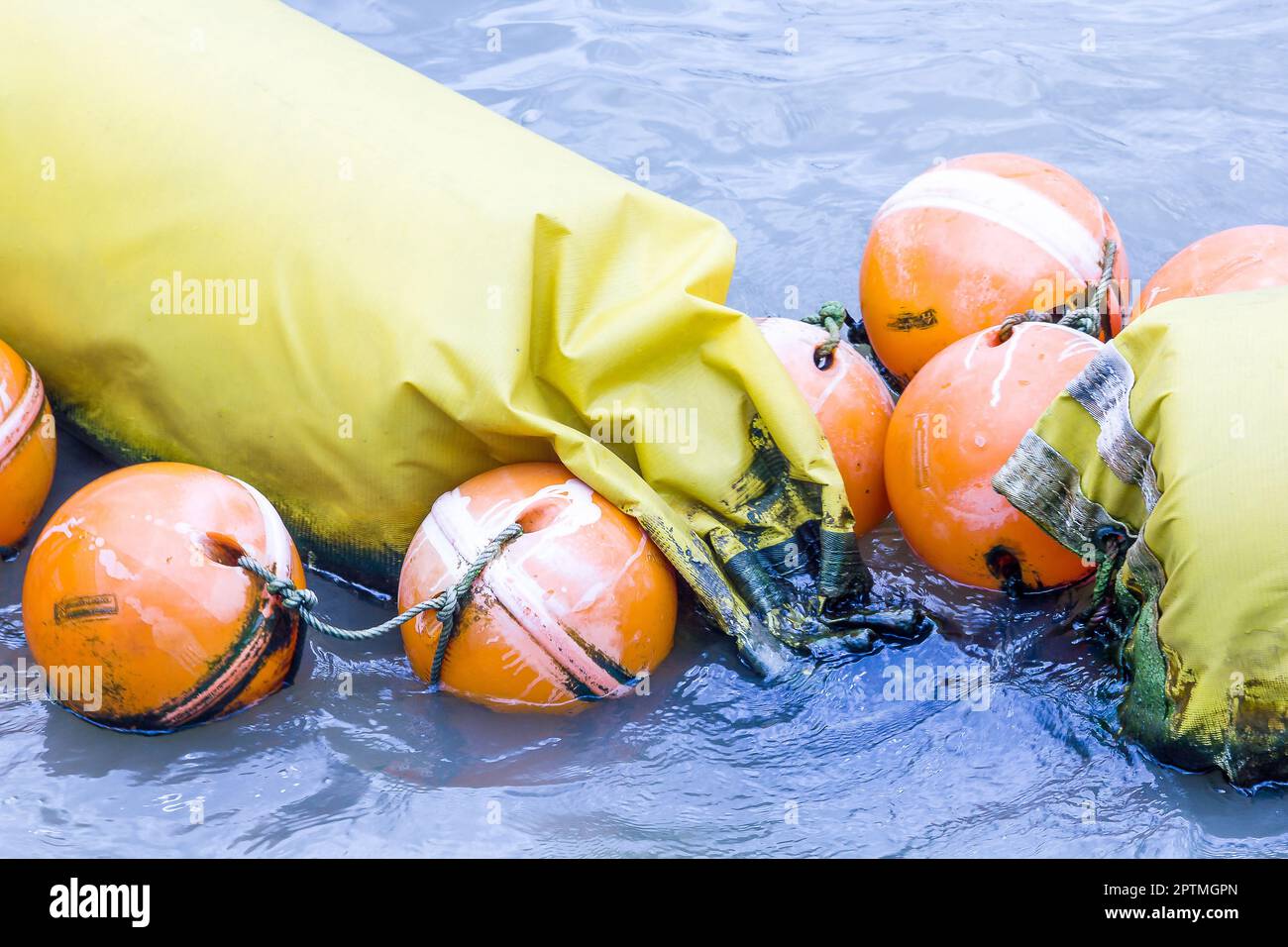 Orange buoy Used in the form of water made from special plastic that is