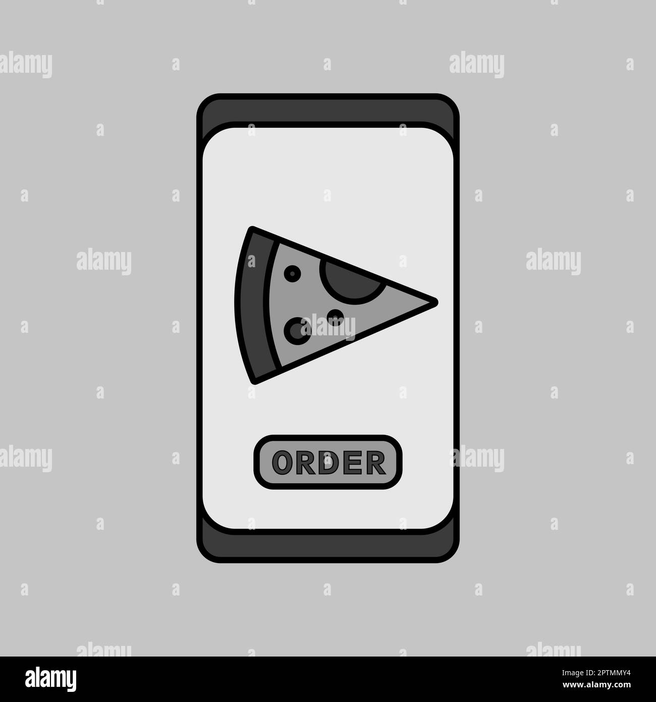 Fast food delivery service vector grayscale icon. Pizza slice sign ...