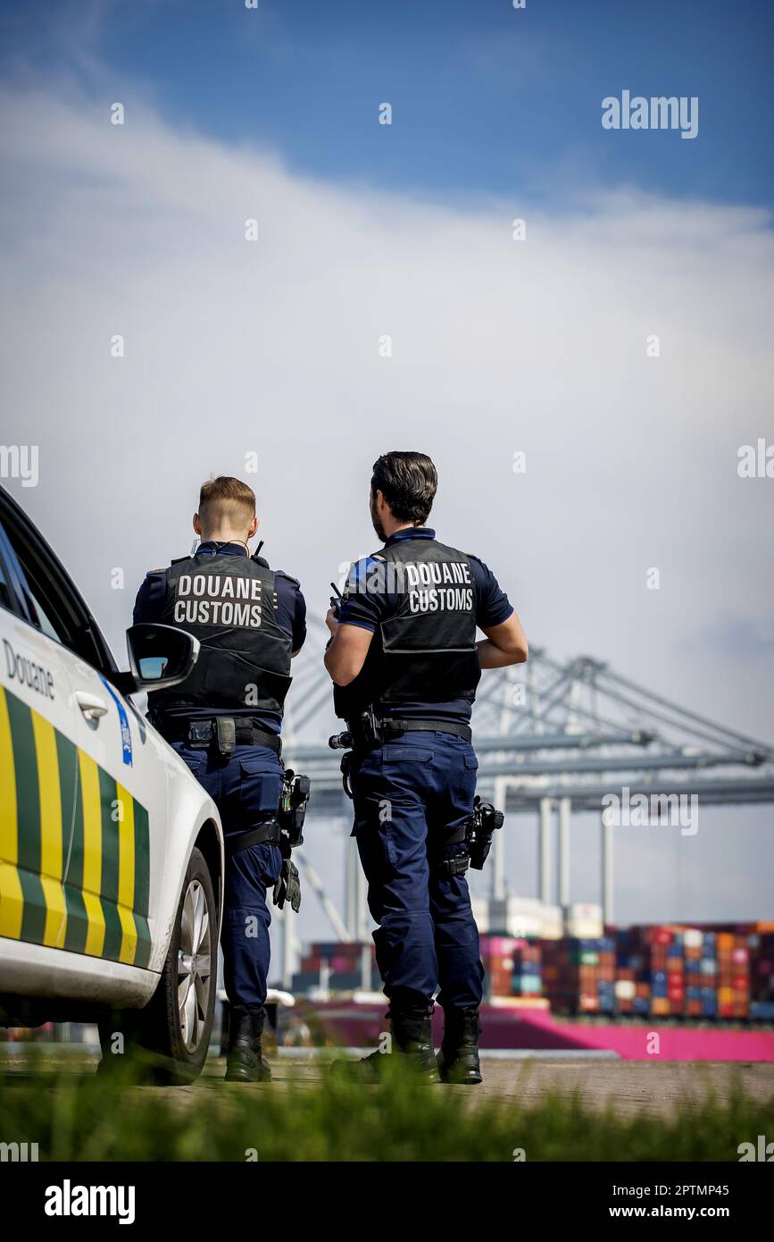 ROTTERDAM Customs officers from the Port of Rotterdam Customs monitor