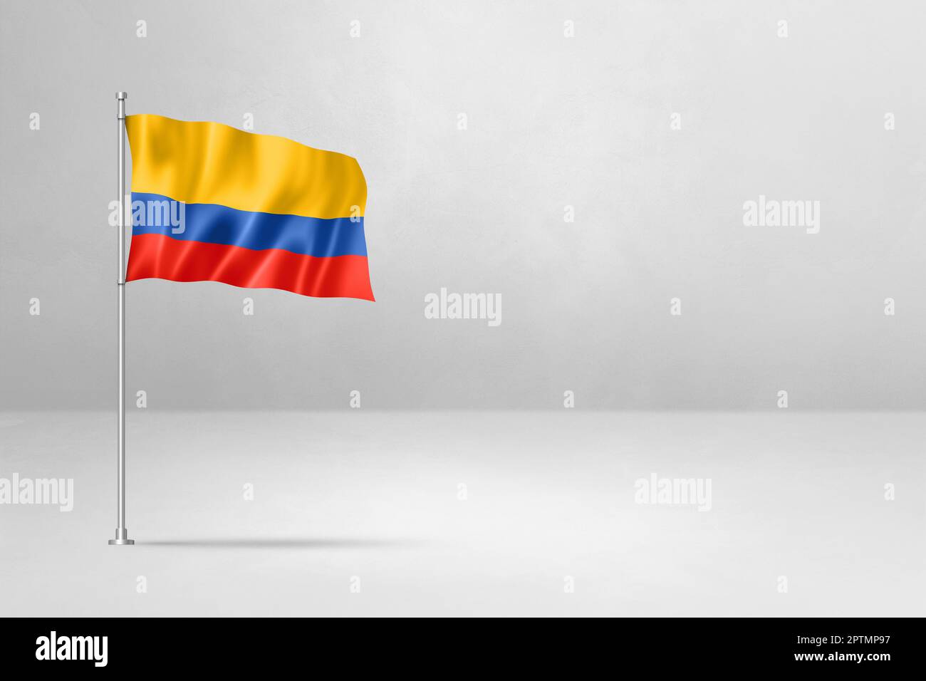 Colombia flag, 3D illustration, isolated on white concrete wall background Stock Photo