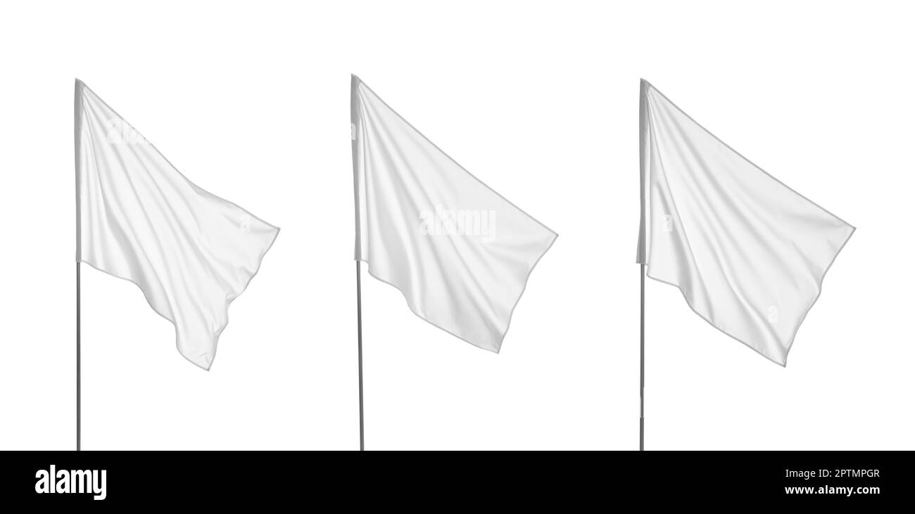 Set with blank flags on white background. Banner design Stock Photo Alamy