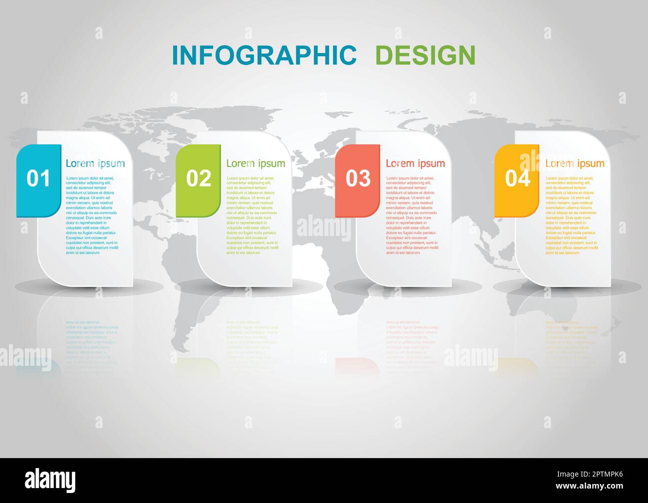 Infographic design template with reflect on gray background Stock Vector