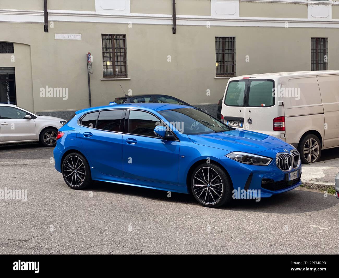 Cremona, Italy - April 2023 BMW M package 1 series sports car version in  electric blue Stock Photo - Alamy