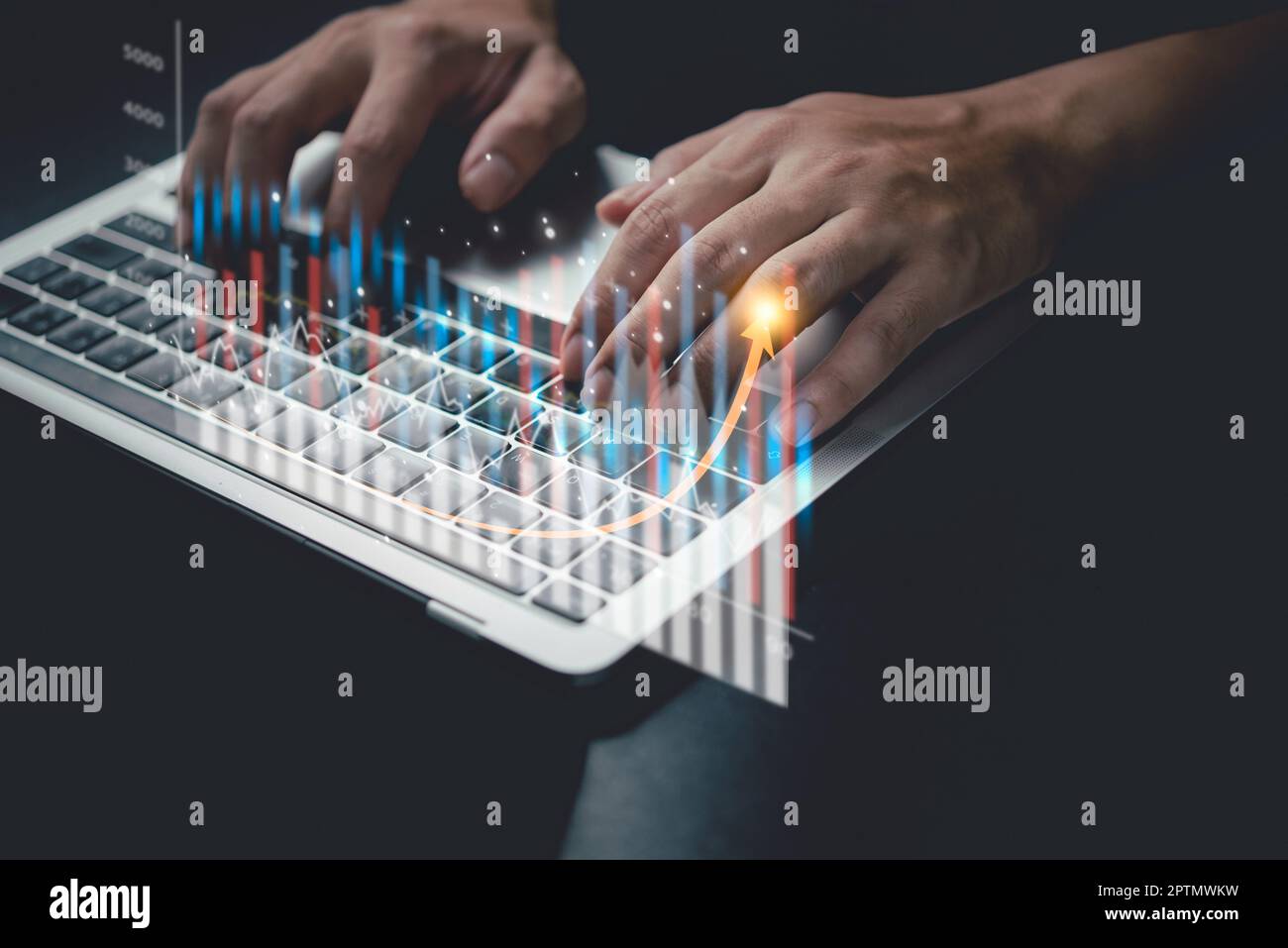 Business graph analysis finance technology and investment marketing chart. Stock Market Funds and Digital Assets forex trading data report. Stock Photo