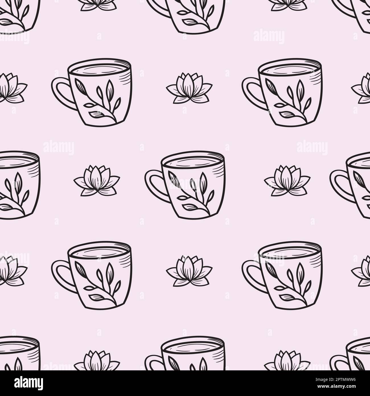Teacups seamless repeat pattern background vector. Stock Vector