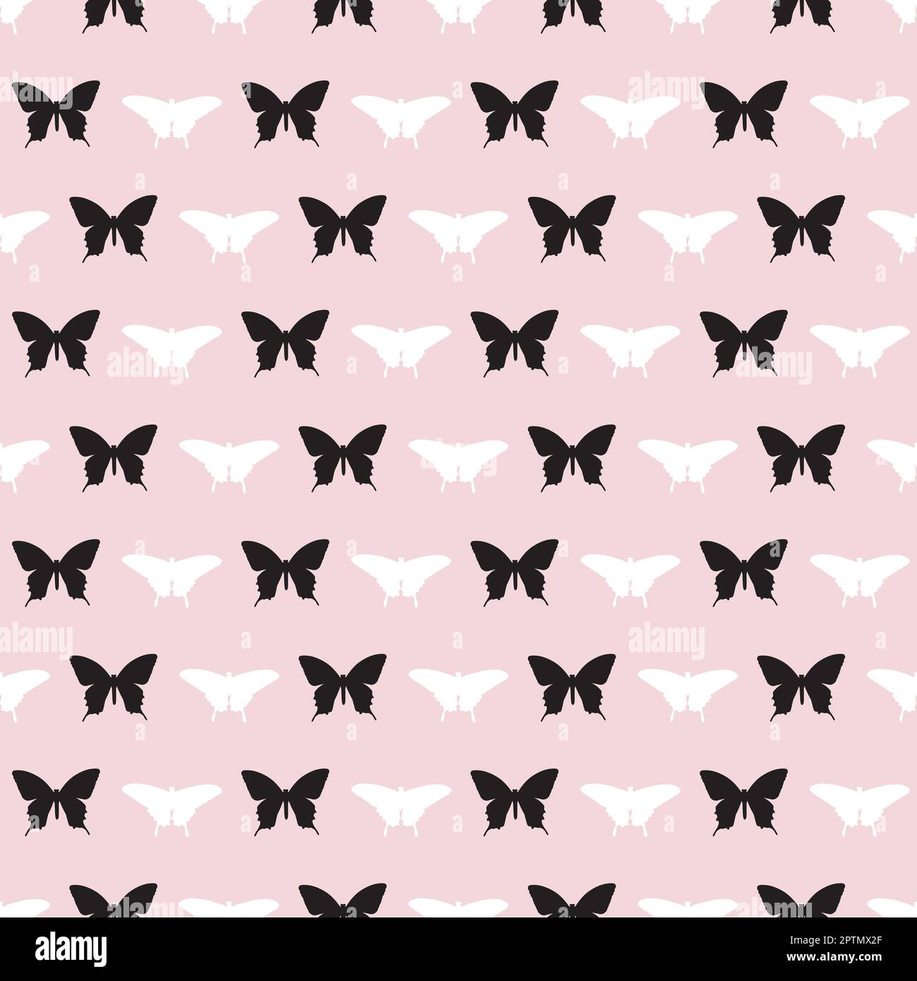 Black white and pink butterfly seamless vector pattern Stock Vector ...