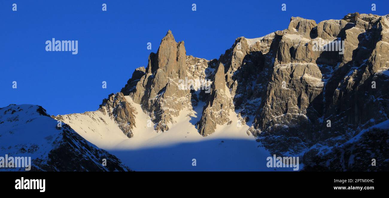 Beautiful shaped mountains in Elm, Switzerland. Stock Photo