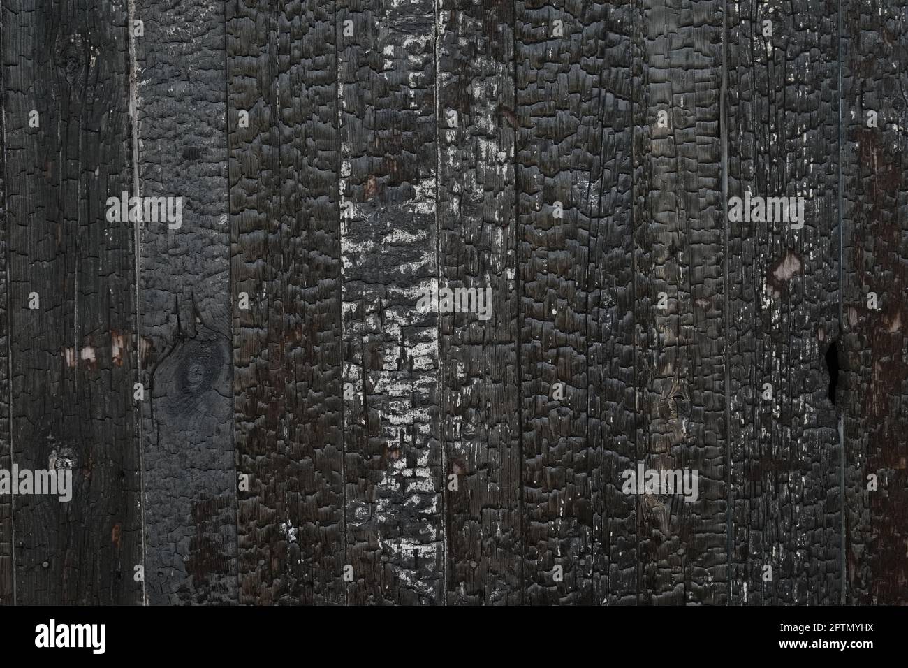 Burned boards or planks, vertical texture Stock Photo
