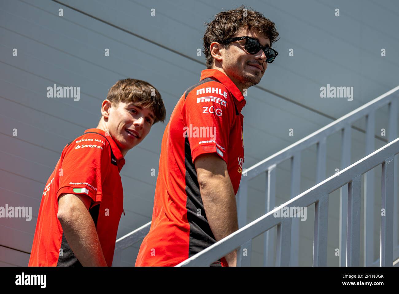 BAKU CITY CIRCUIT, AZERBAIJAN - APRIL 27: Charles Leclerc, Ferrari SF-23 during the Azerbaijan Grand Prix at Baku City Circuit on Thursday April 27, 2023 in Baku, Azerbaijan. (Photo by Michael Potts/BSR Agency) Stock Photo