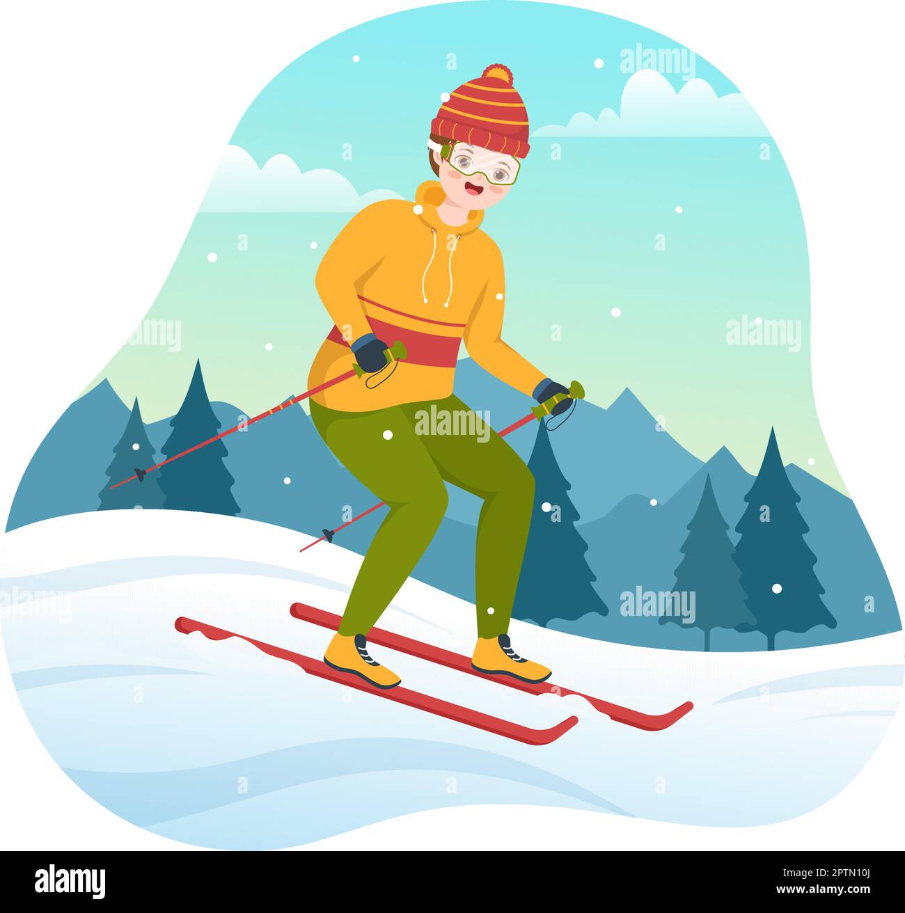 Ski resort skiers winter Stock Vector Images - Alamy