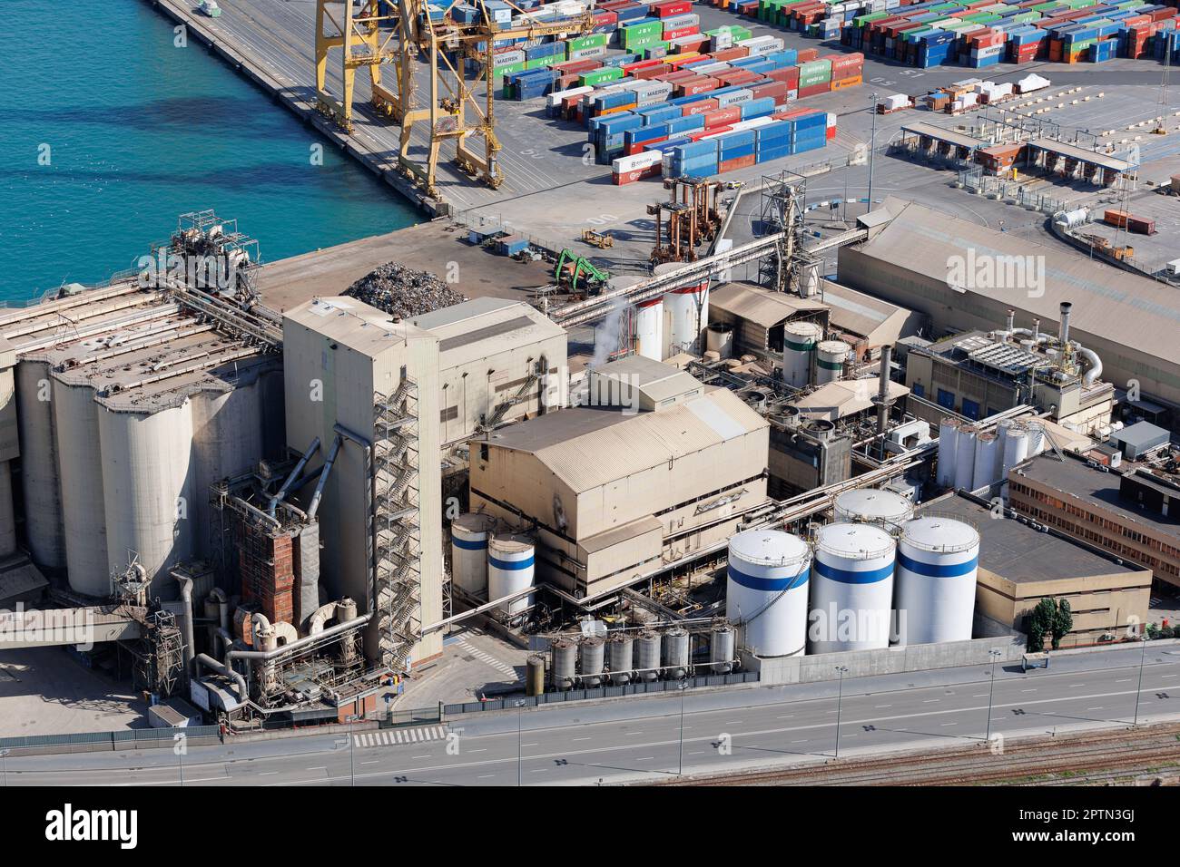 Top View of Industrial Zone near the Port, Tanks, Industrial Warehouses ... - Luxury Industrial Estates Near Ports