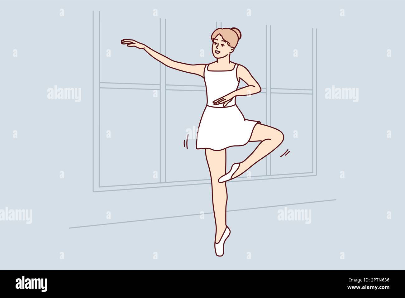 Girl in tutu dancing indoors Stock Vector