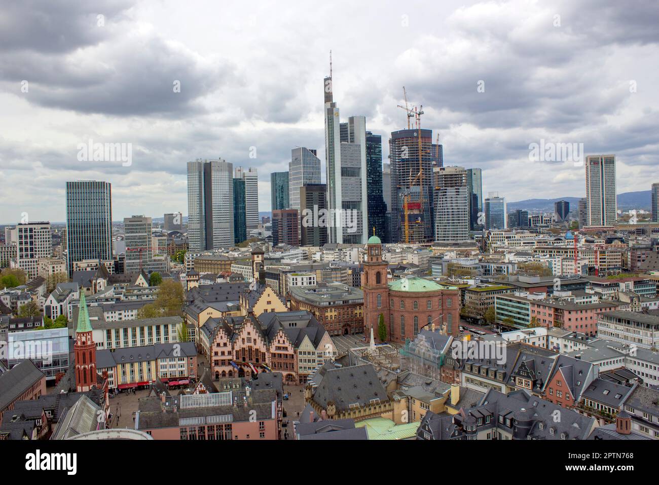 Beautiful view on Frankfurt am Main - financial district in Frankfurt Hessen, Hesse, Germany Stock Photo
