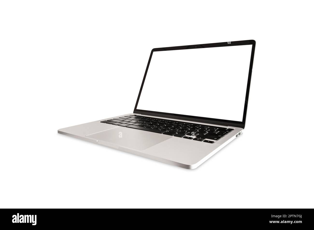 Laptop computer with blank screen isolated on white background included clipping path. Stock Photo