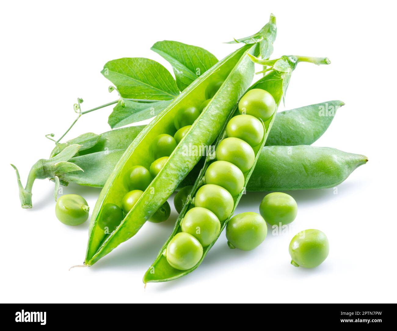 Perfect green peas in pod isolated on white background Stock Photo Alamy
