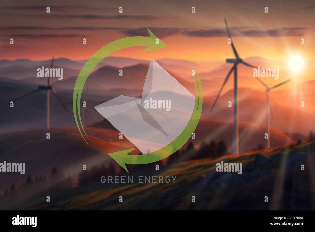 Clean energy concept backgrounds. Wind turbines with illustration of ...