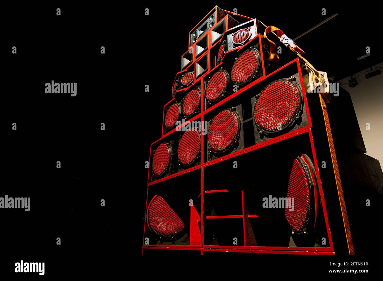 Reggae Sound System with several speakers Stock Photo