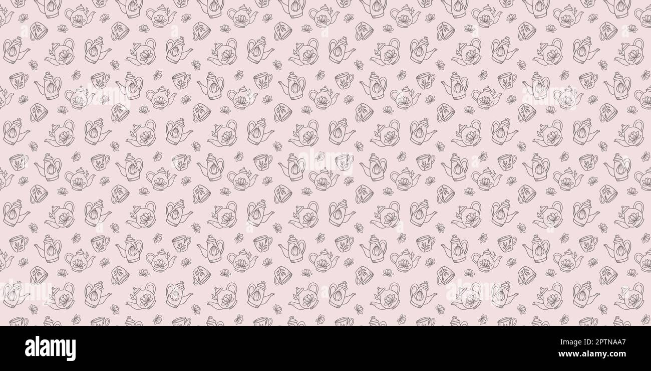 Teapots seamless repeat pattern design, background Stock Vector