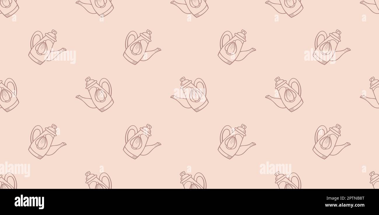 Teapots seamless repeat pattern background vector Stock Vector