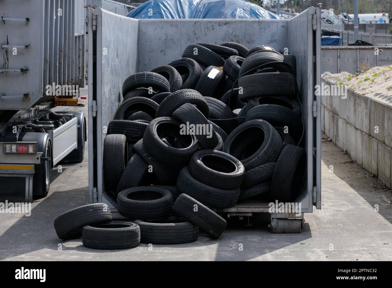 Used car tires, disposal of old tires Stock Photo Alamy