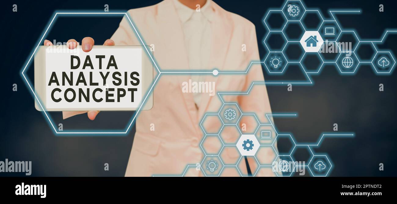 Conceptual caption Data Analysis Concept, Internet Concept evaluating data using analytical and logical reasoning Stock Photo