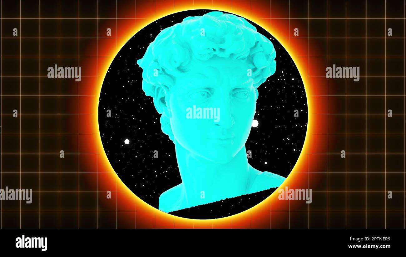 David head with neon. Computer generated 3d render Stock Photo - Alamy