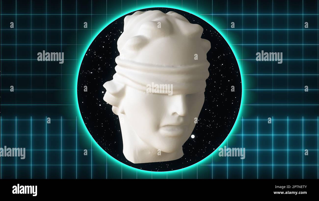Femida head with neon. Computer generated 3d render Stock Photo - Alamy