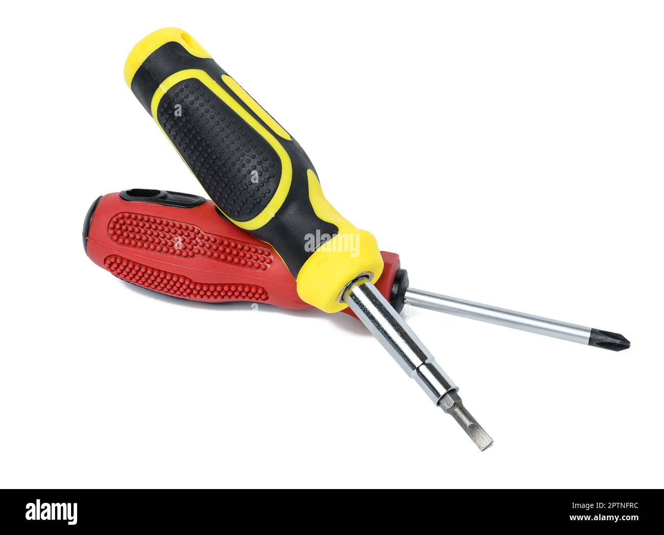 Screwdriver with a rubber handle on a white isolated background Stock Photo
