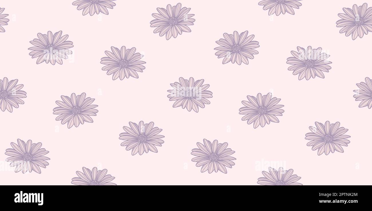 Daisy flower vector pattern background. Pastel pink wallpaper Stock ...