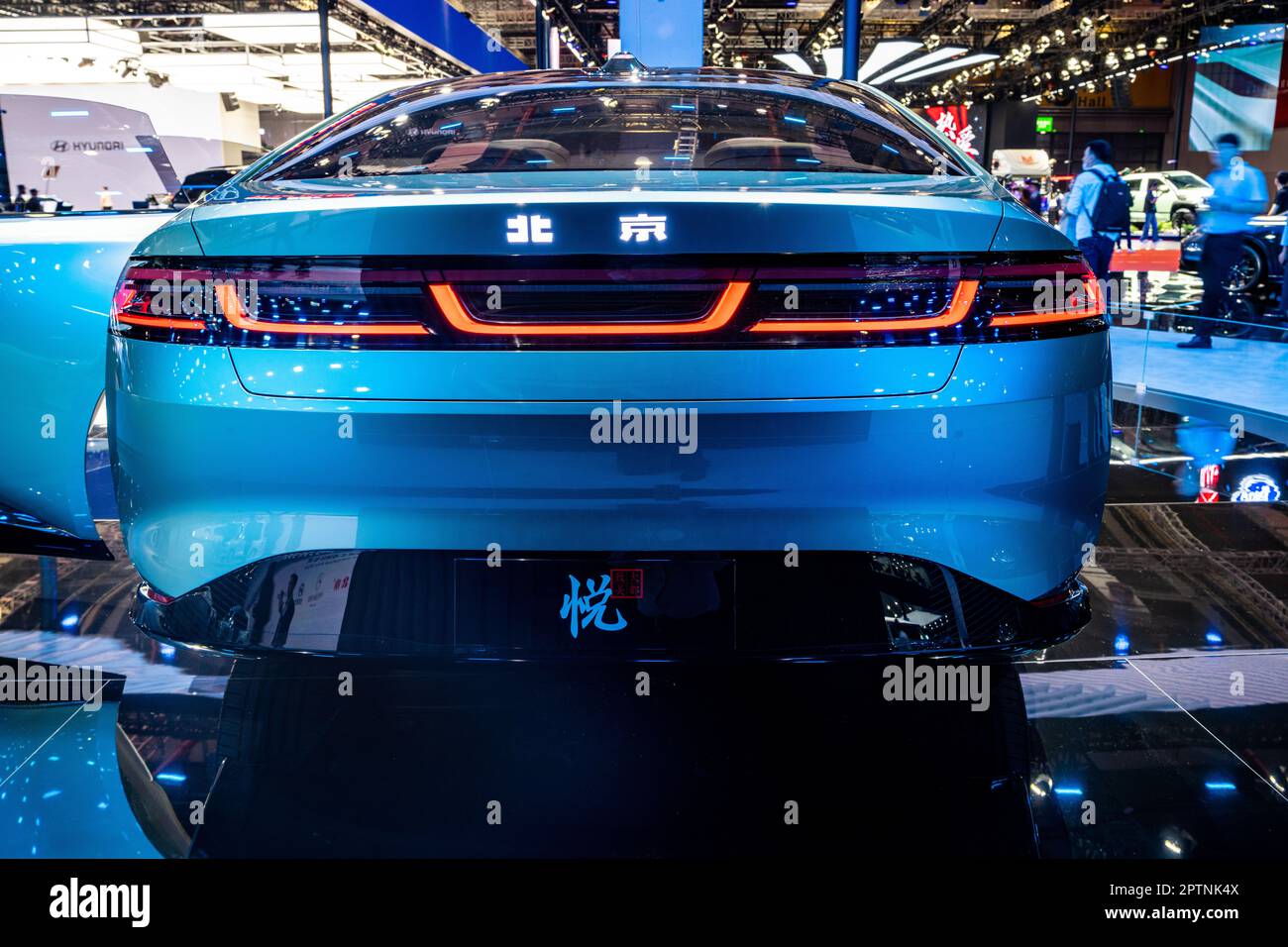 BAIC electric Yue concept car on display at the 2023 Shanghai Auto Show