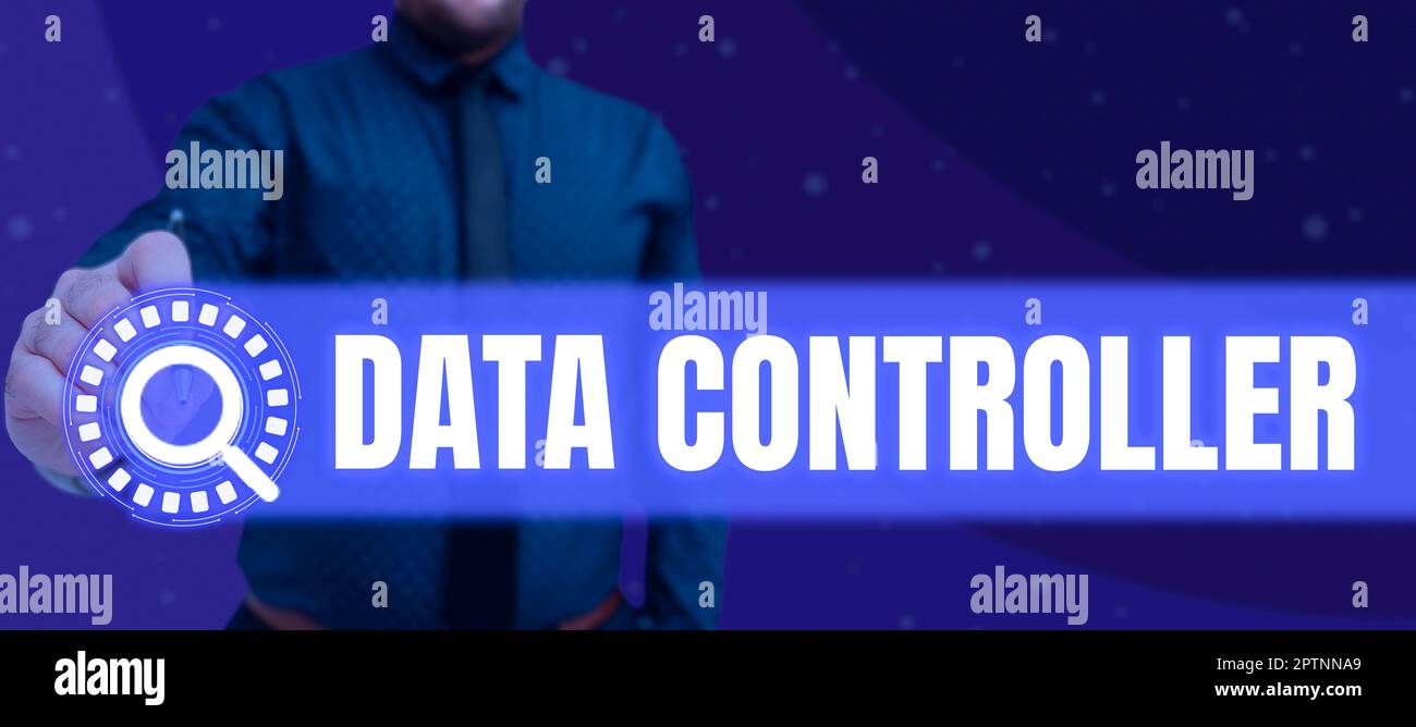 Writing displaying text Data Controller, Business overview person who ...