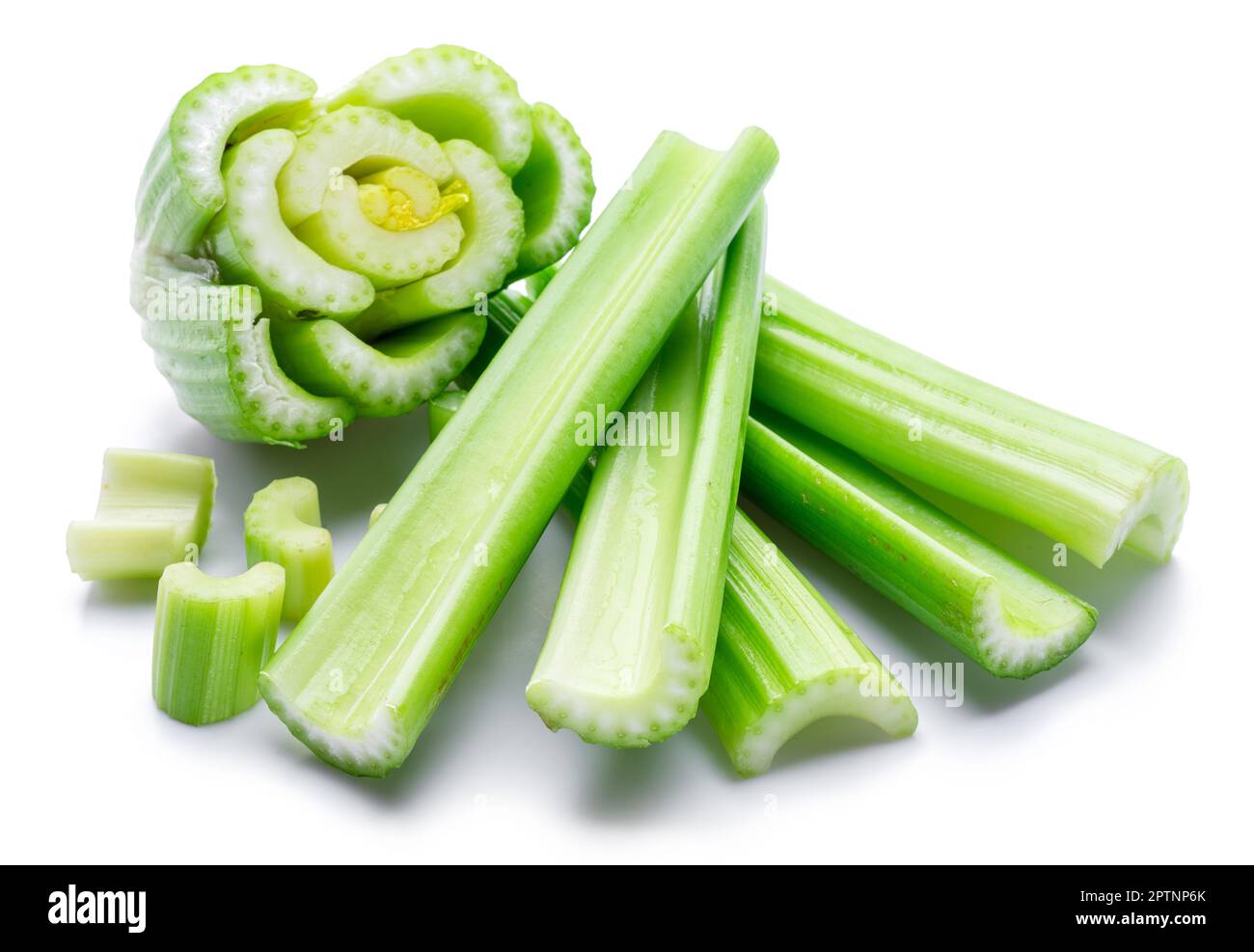 Pile of celery ribs isolated on white background Stock Photo Alamy