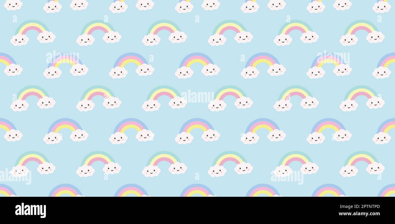 Cute rainbows seamless repeat pattern background design Stock Vector ...