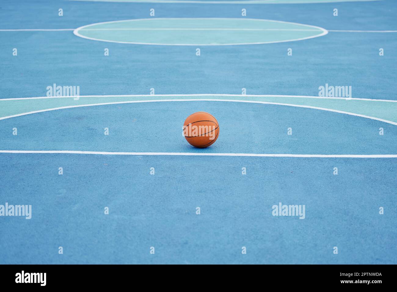 Basketball sport ball in empty basketball court to play, train and