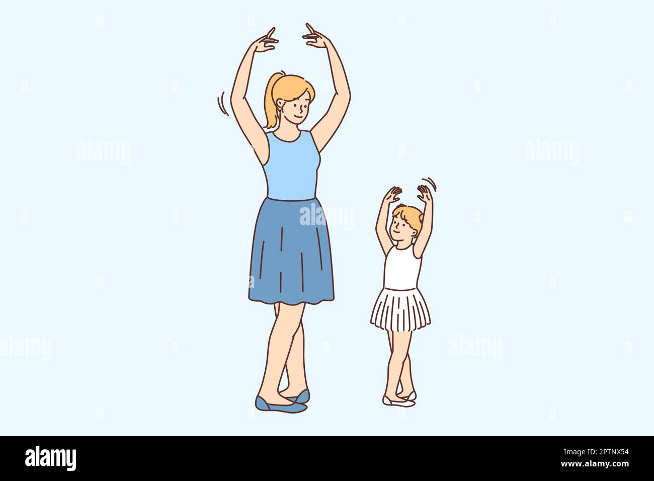 Female teacher and child ballet dancing Stock Vector