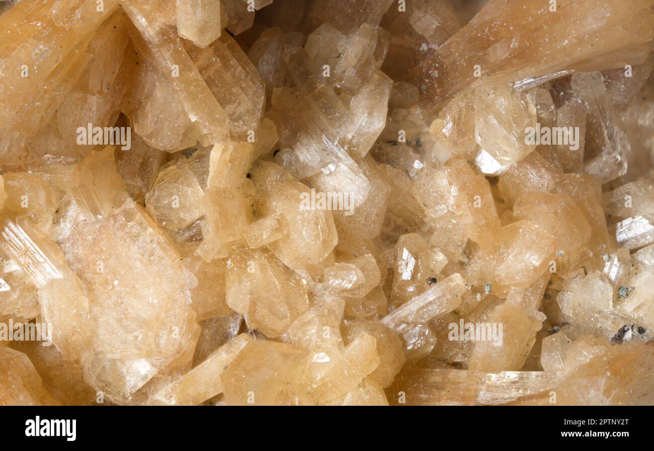 Orange / Brown Stilbite crystals (from Moorse Station Quarry, New Jersey, US) Stock Photo