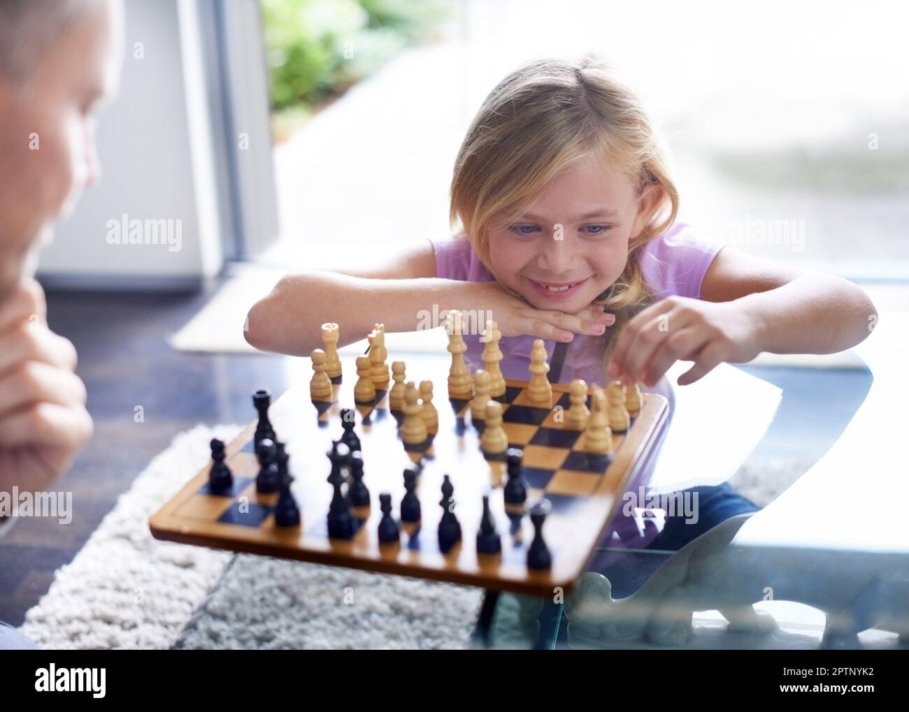 Girl Watching Next Chess Move Stock Photo - Image of strategy, children:  22865482