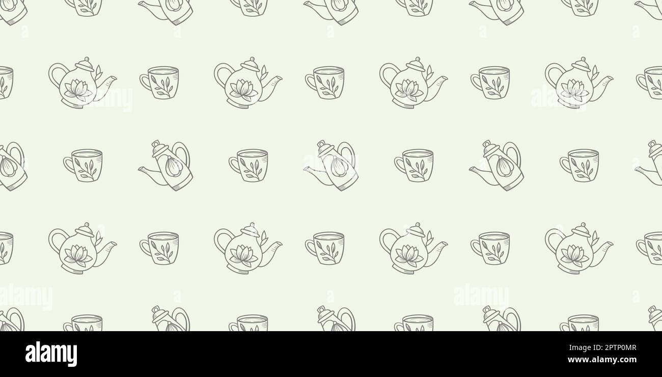 Teapots seamless repeat pattern background vector Stock Vector