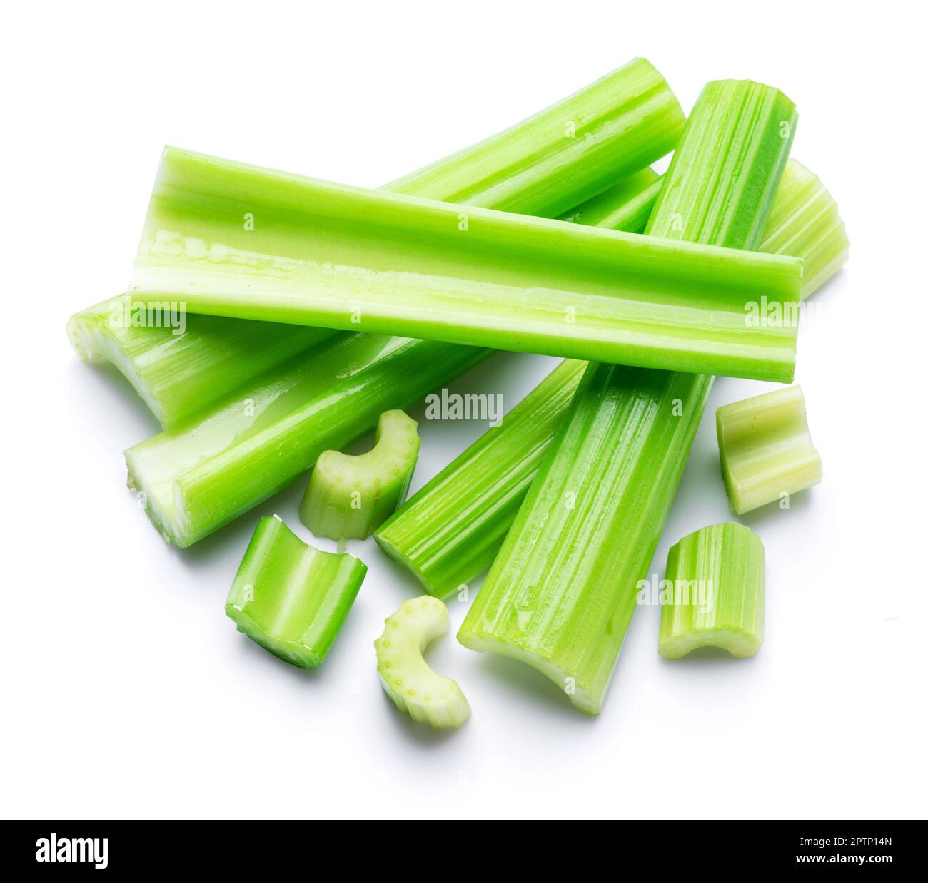 Pile of celery ribs isolated on white background Stock Photo Alamy