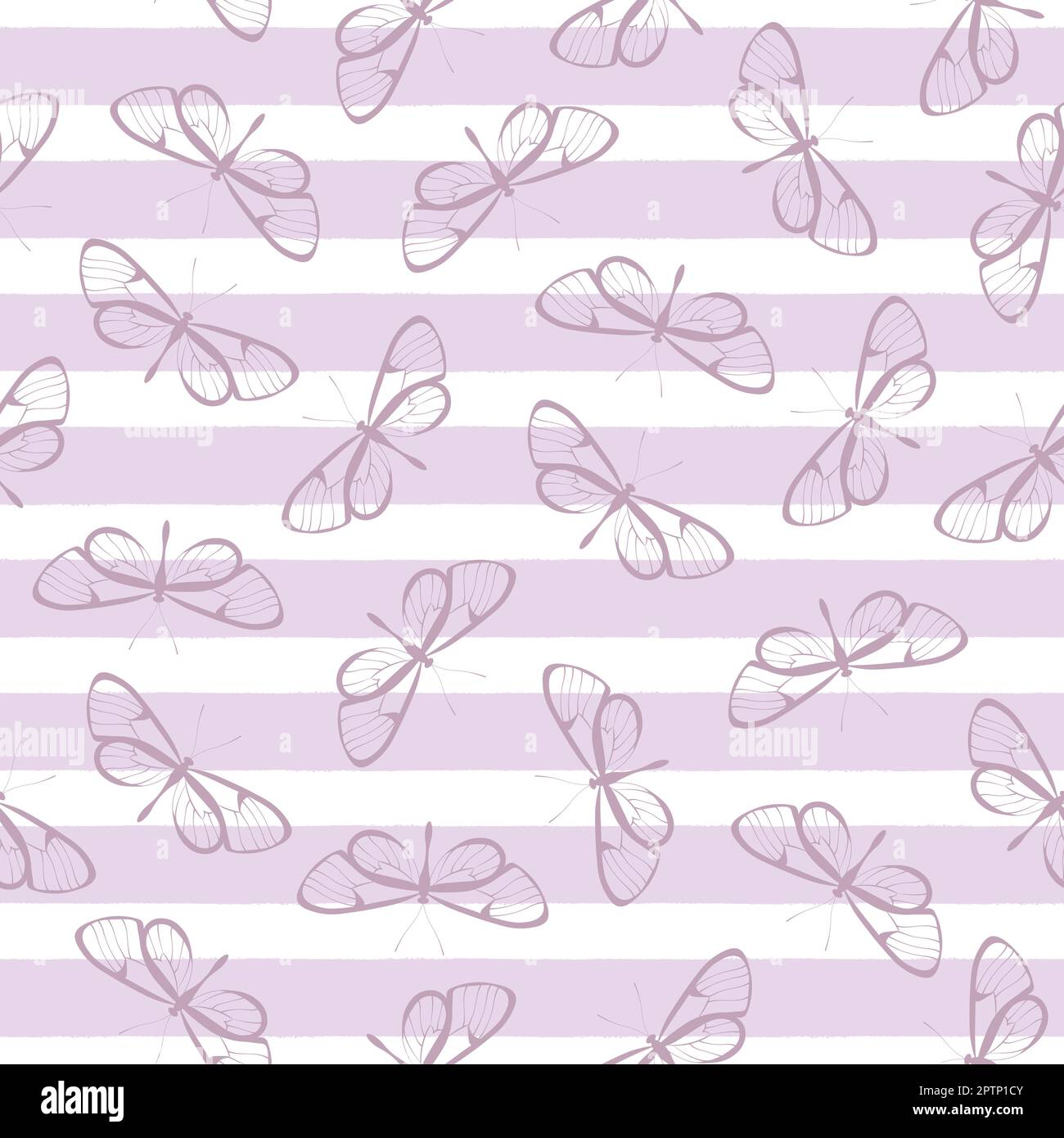 Stripe butterfly pattern, purple seamless vector. Stock Vector